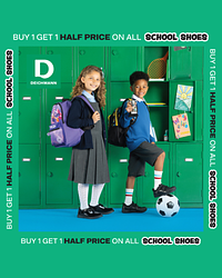 Back to School - Buy 1 Get 1 Half Price on all School Shoes.